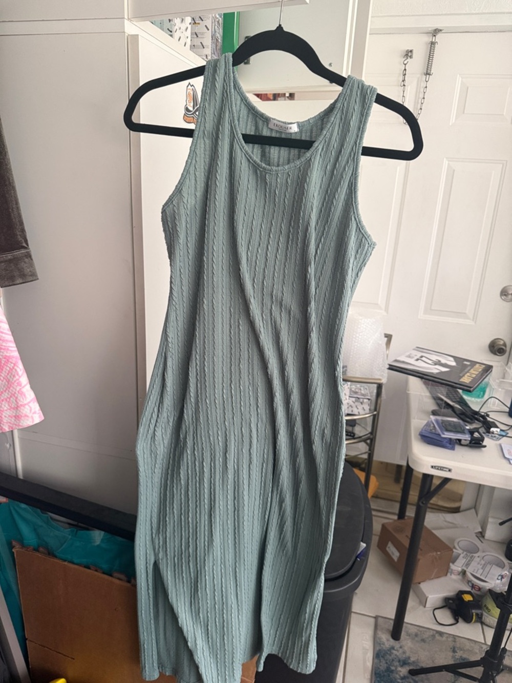 Ribbed Sleeveless Maxi Dress in Sage Green